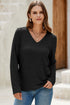 V-Neck Long Sleeve Relaxed Fit Pullover Top